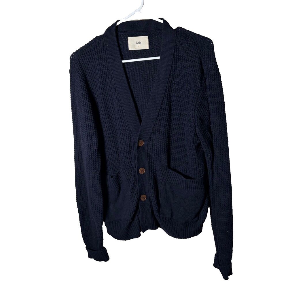 Folk Clothing Sweater Women's 2 Navy Cardigan Wool Cashmere Blend Button